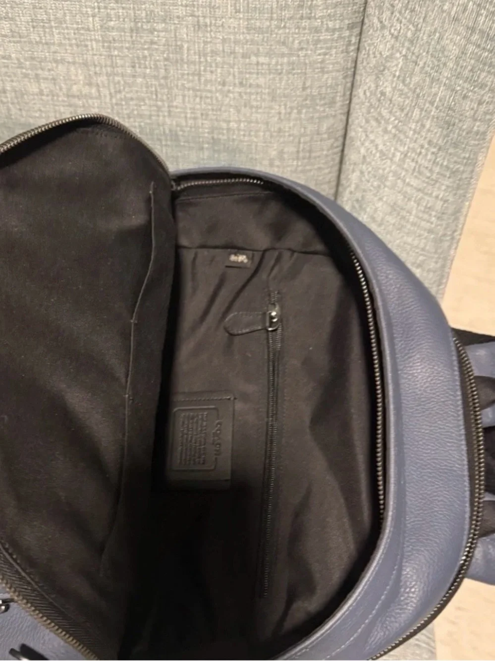 Coach west backpack refined pebble leather blue comfort carry